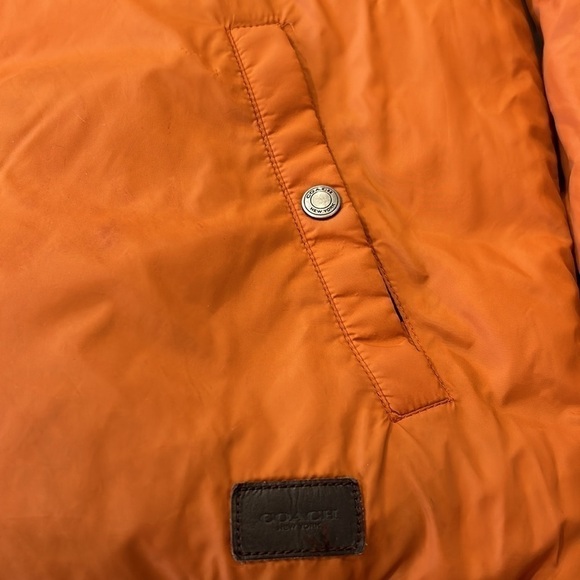 COACH Packable Reversible Lightweight Down Jacket Olive/Burnt Orange - Picture 8 of 16